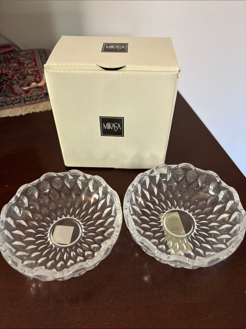 Mikasa Liberty Clear Crystal Cut Glass Bowls - Clear Pair
